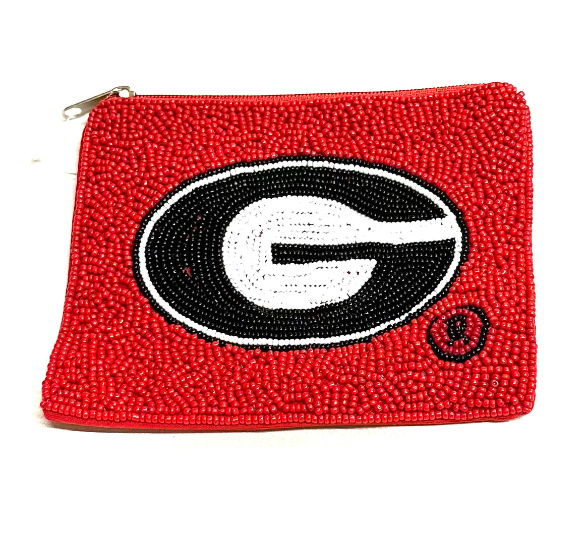 UNIVERSITY OF GEORGIA BEADED COIN POUCH