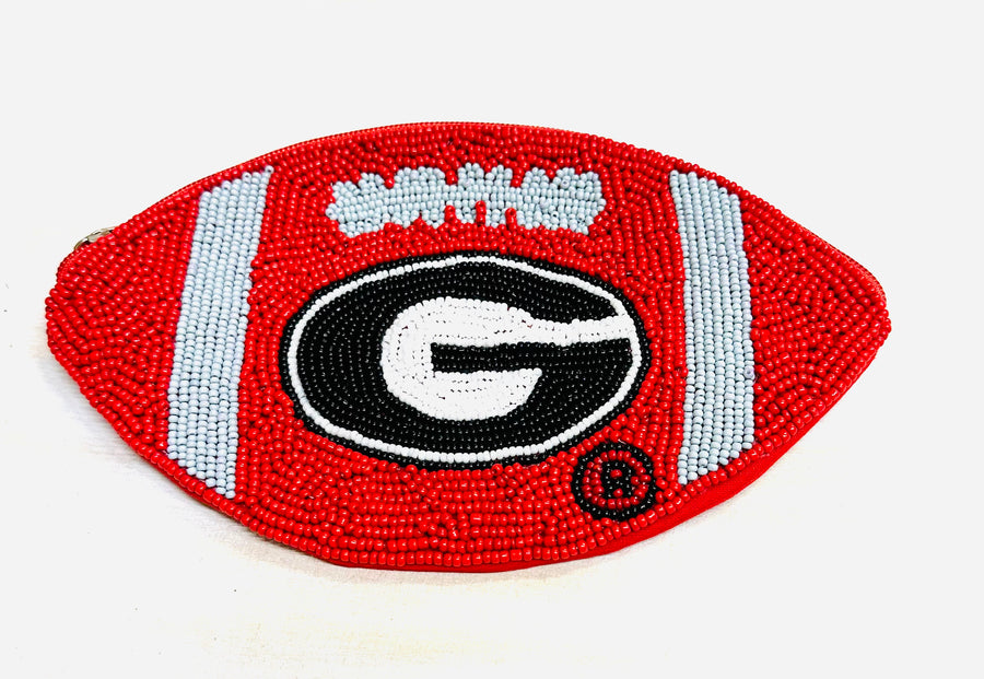 UNIVERSITY OF GEORGIA FOOTBALL BEADED COIN POUCH