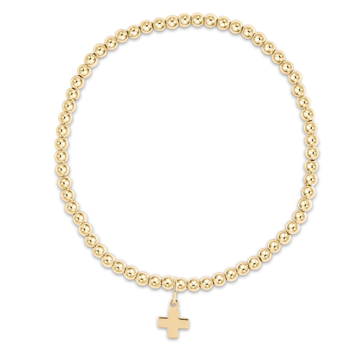 eNewton extends | Classic Gold 3mm Bead Bracelet - Signature Cross Gold Charm