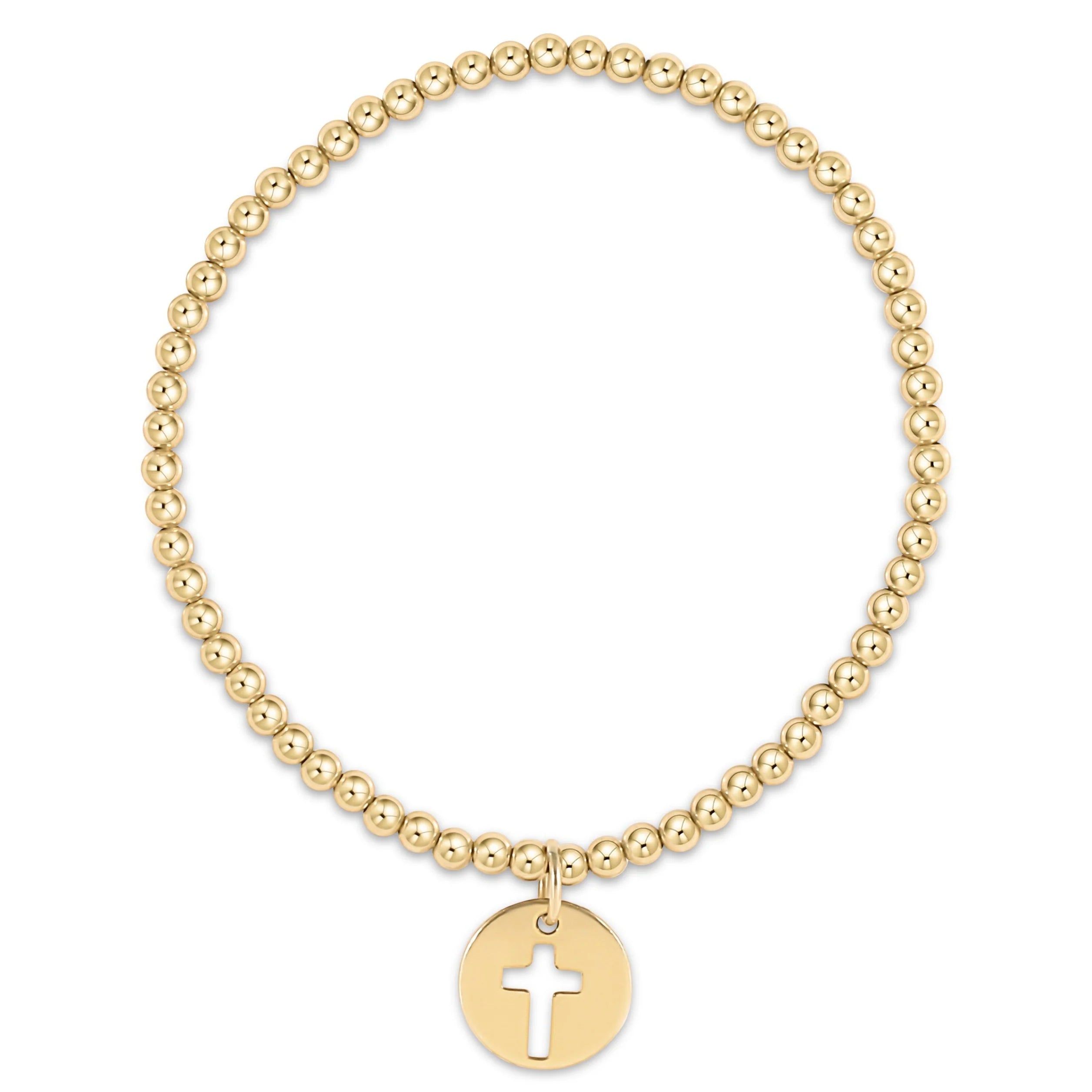 Classic Gold 3mm Bead Bracelet - Blessed Small Disc Gold