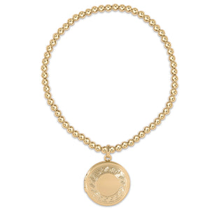 E Newton | Classic Gold 3mm Bead Bracelet -Cherish Small Gold Locket