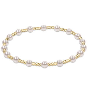 Extends Classic Sincerity Pattern 4mm Gold Bead Bracelet-Pearl