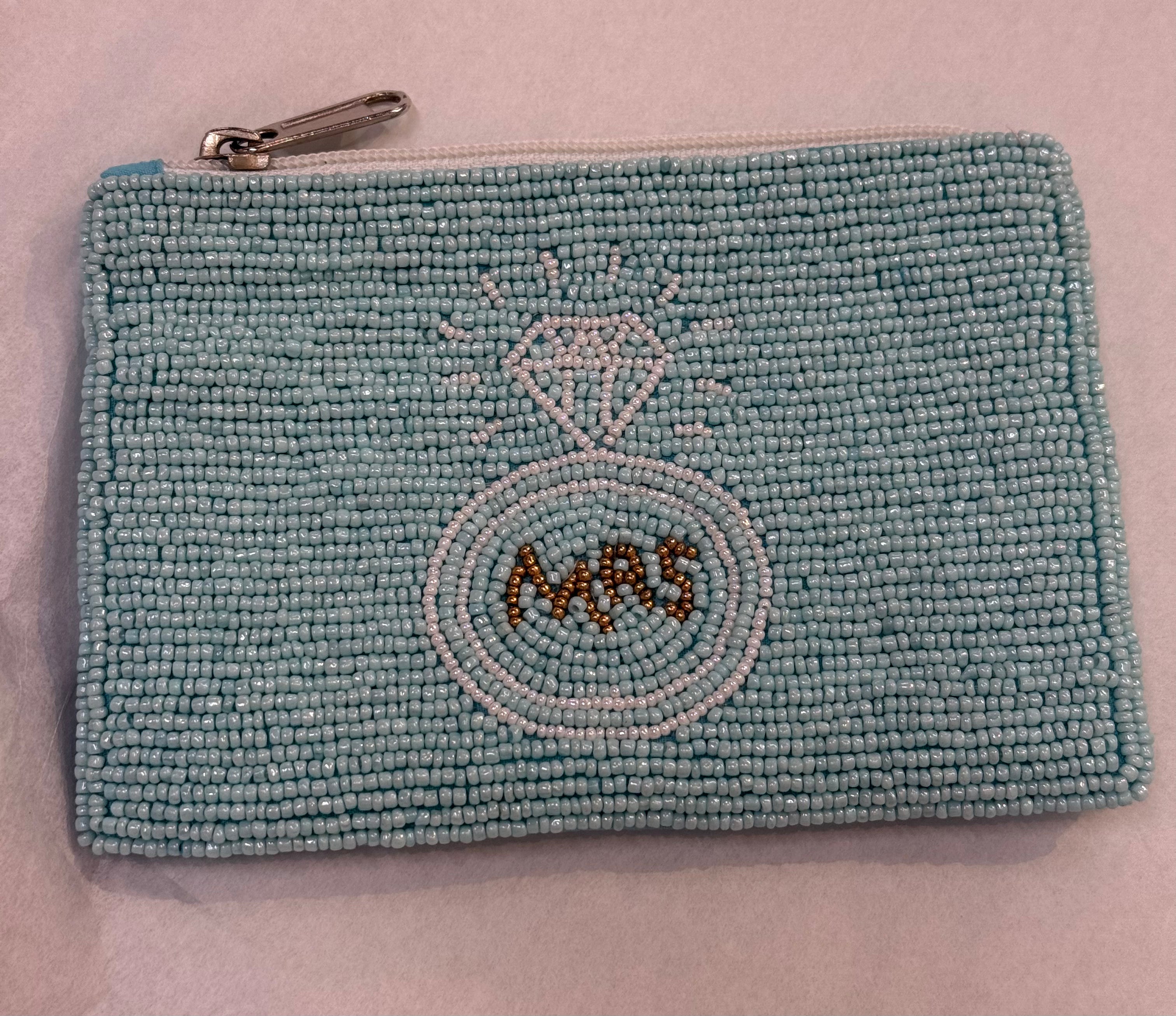 Mrs. Ring Blue Hand Beaded Coin Purse