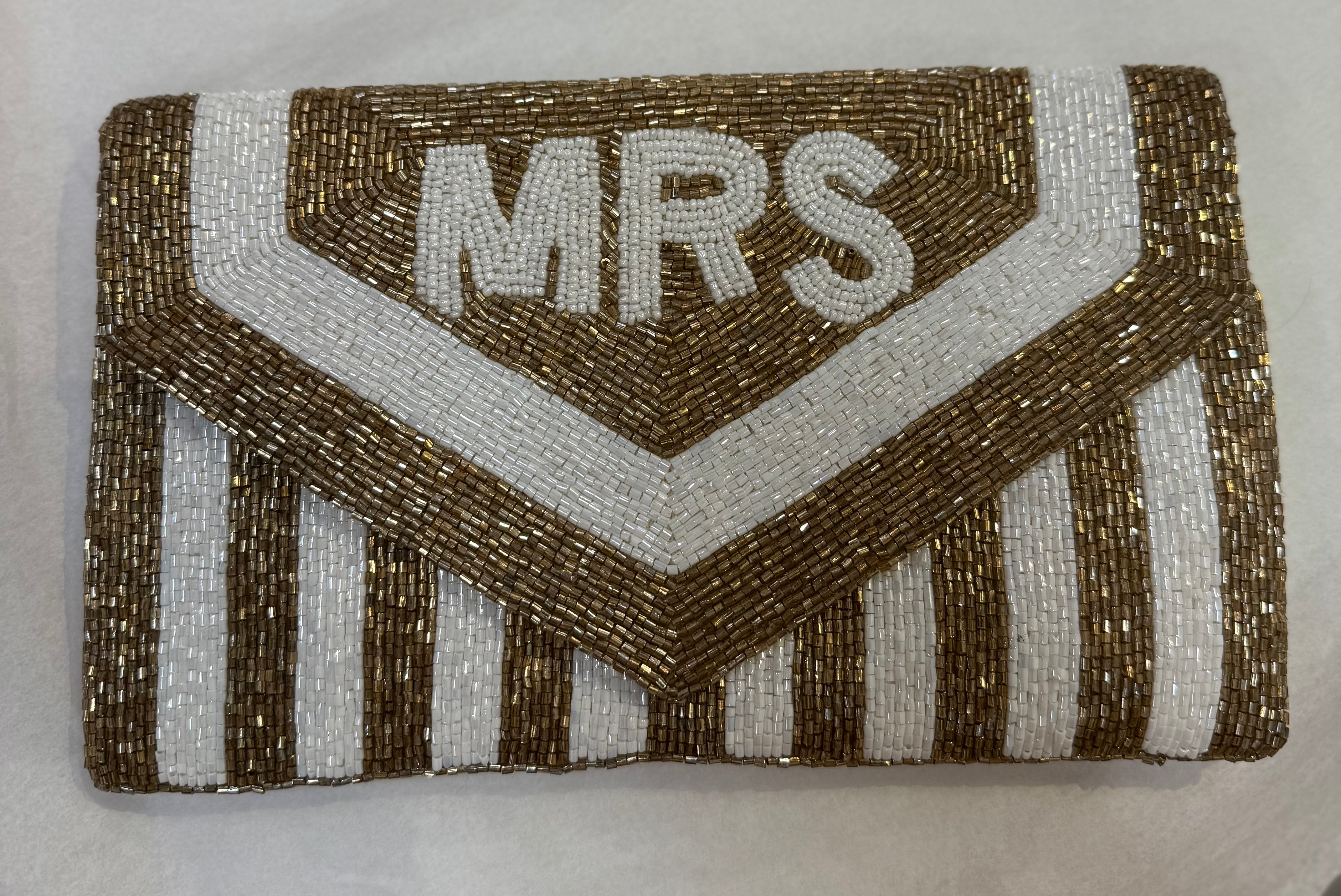 HK | Beaded MRS. Clutch GOLD STRIPE