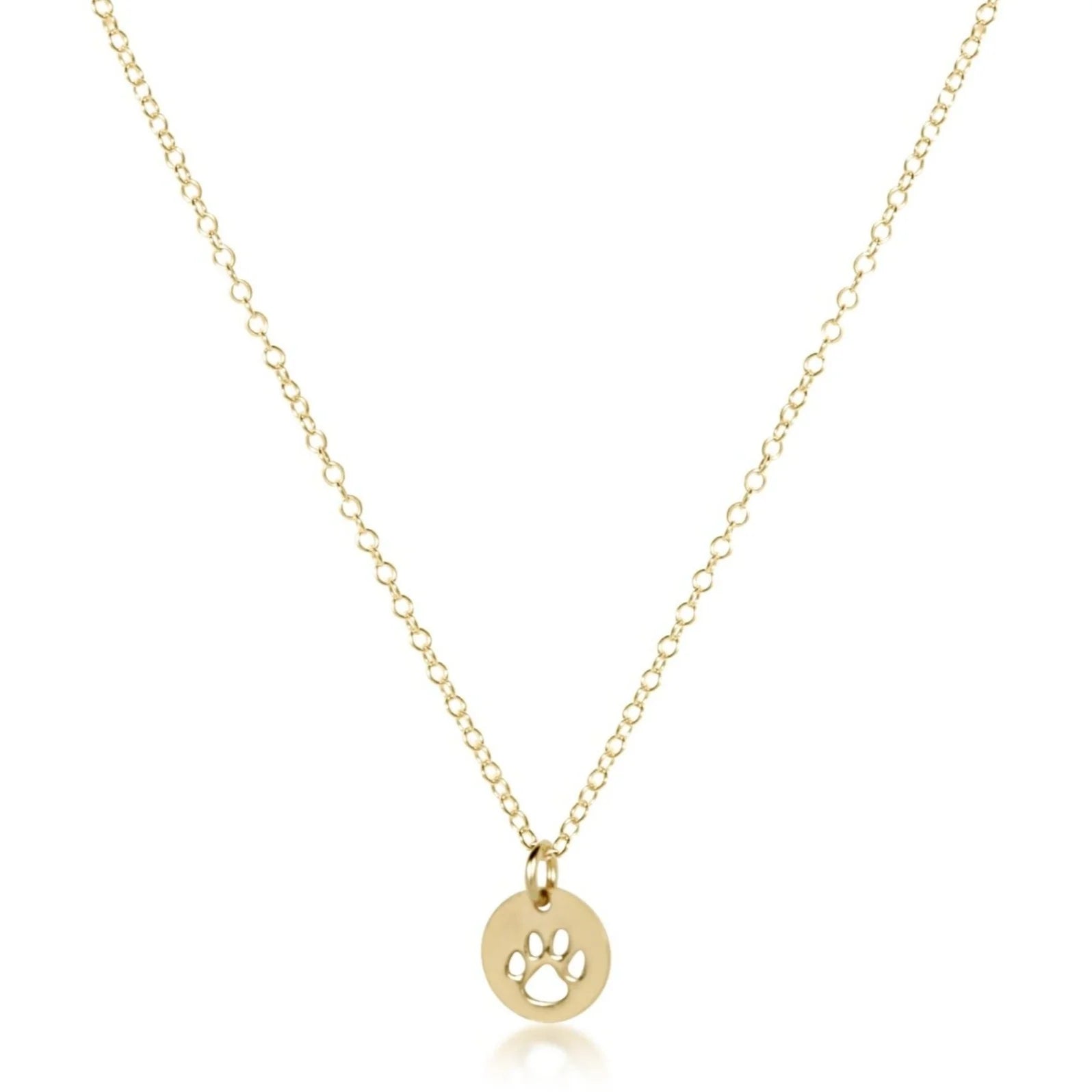 eNewton | 16" Paw Print Small Disc Gold Necklace