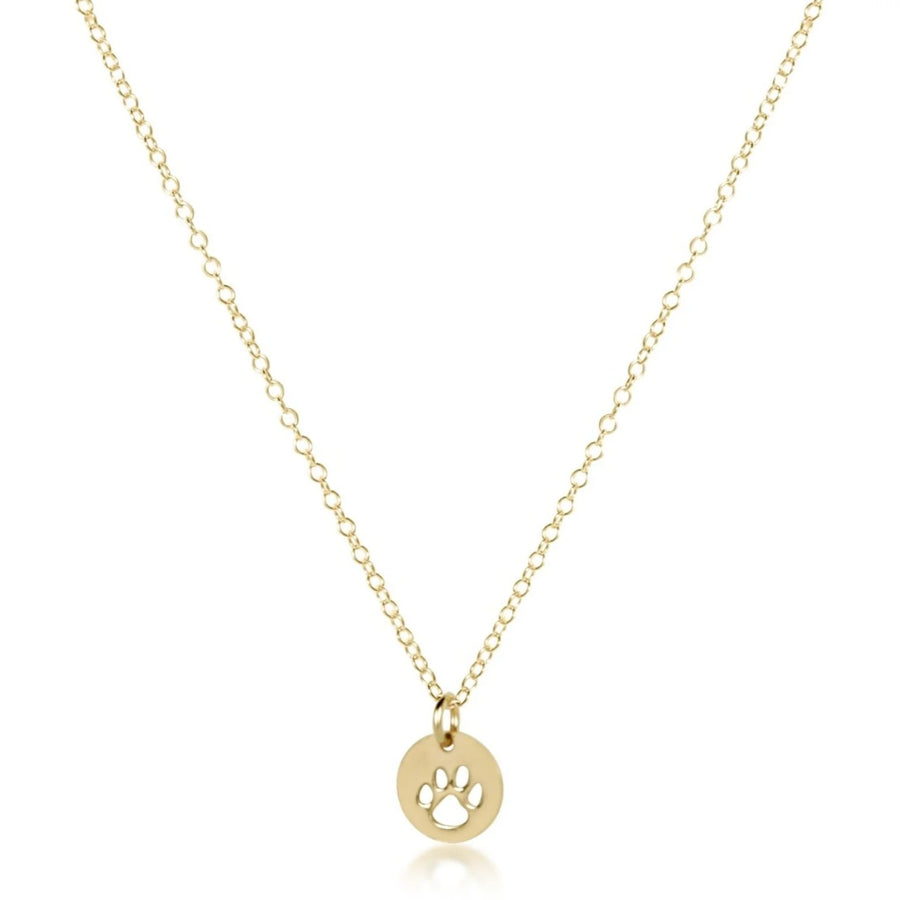 eNewton | 16" Paw Print Small Disc Gold Necklace