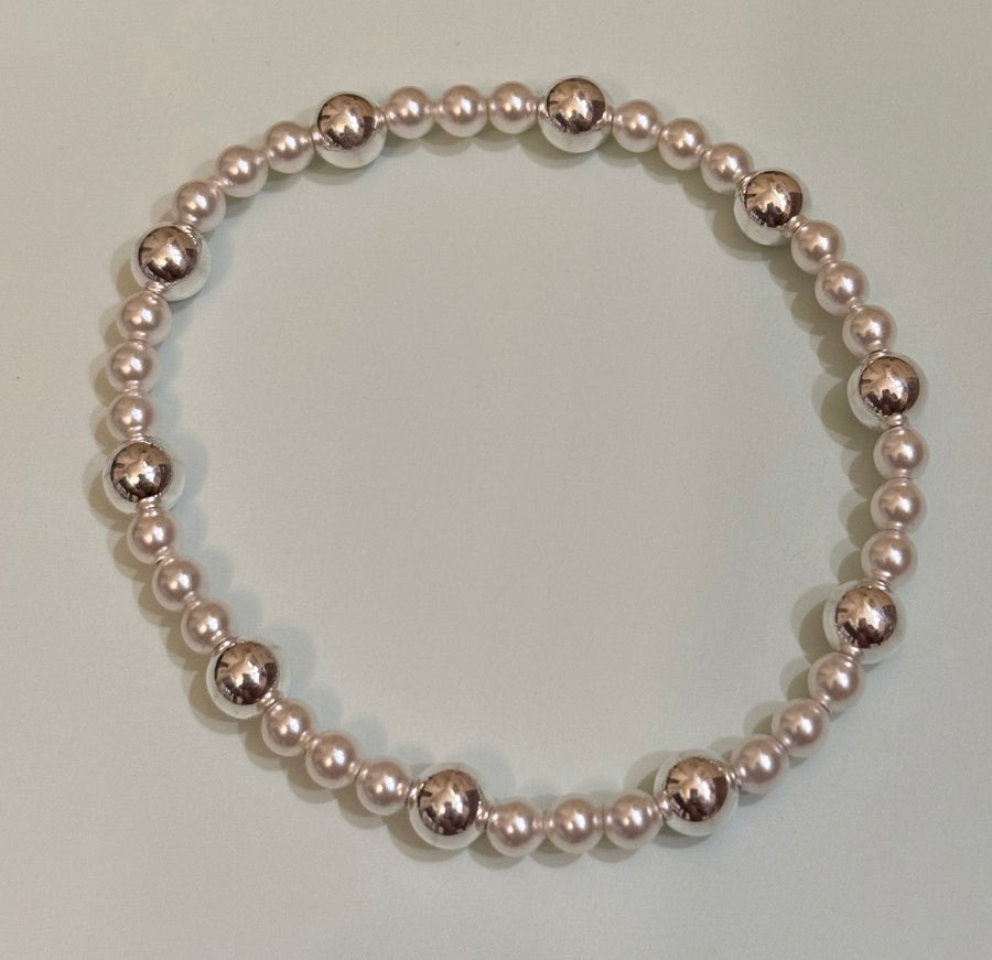 eNewton | Pearl Sincerity Pattern 4mm Bead Bracelet - 6mm Sterling Silver