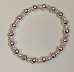 eNewton | Pearl Grateful Pattern 4mm Bead Bracelet - 6mm Sterling Silver