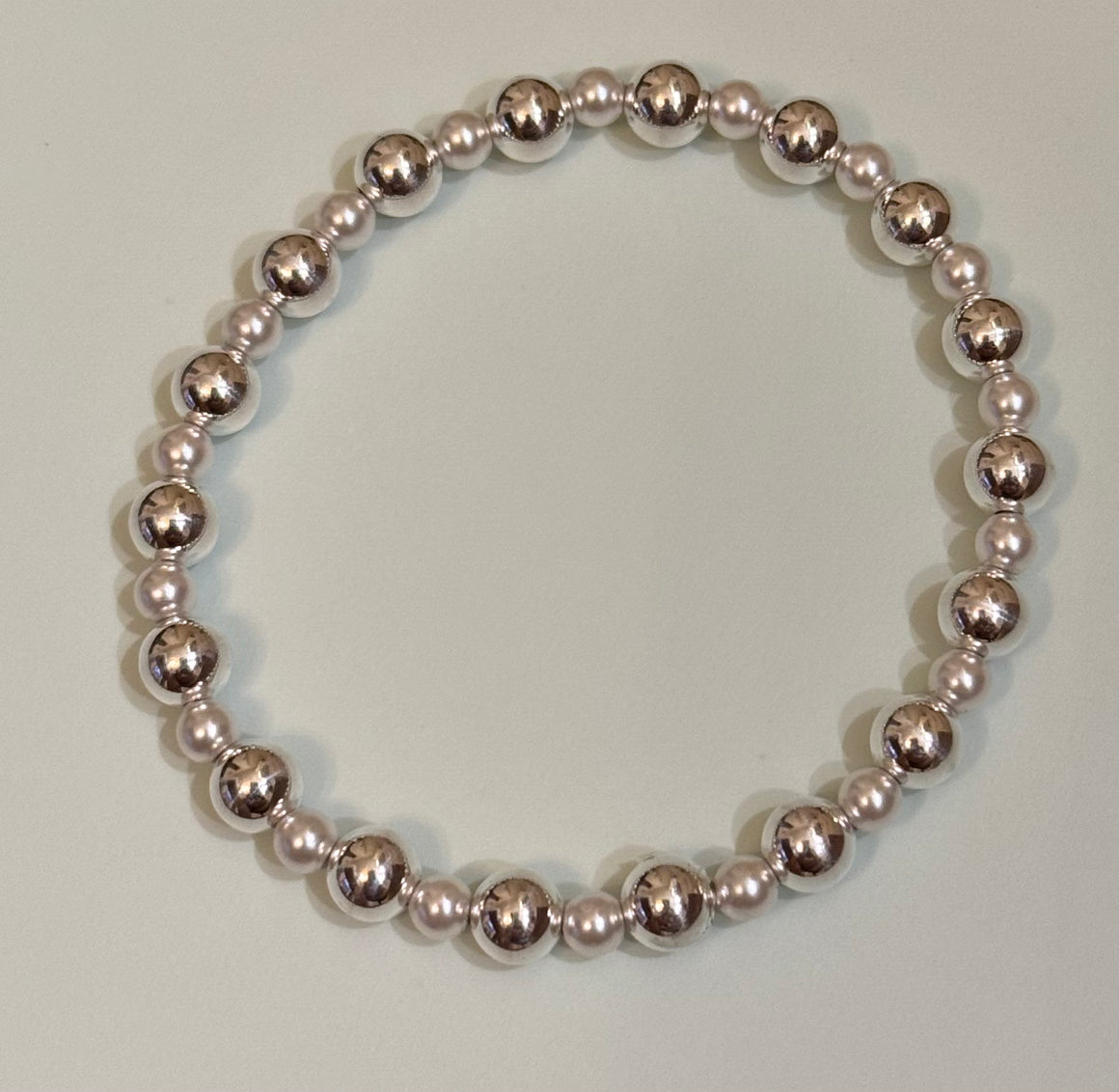 eNewton | Pearl Grateful Pattern 4mm Bead Bracelet - 6mm Sterling Silver