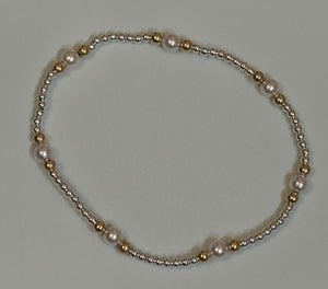 eNewton | Purpose Pearl 4mm Bead Bracelet - Mixed Metal