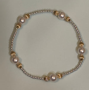 eNewton | Purpose Dignity Pearl 6mm Bead Bracelet - Mixed Metal