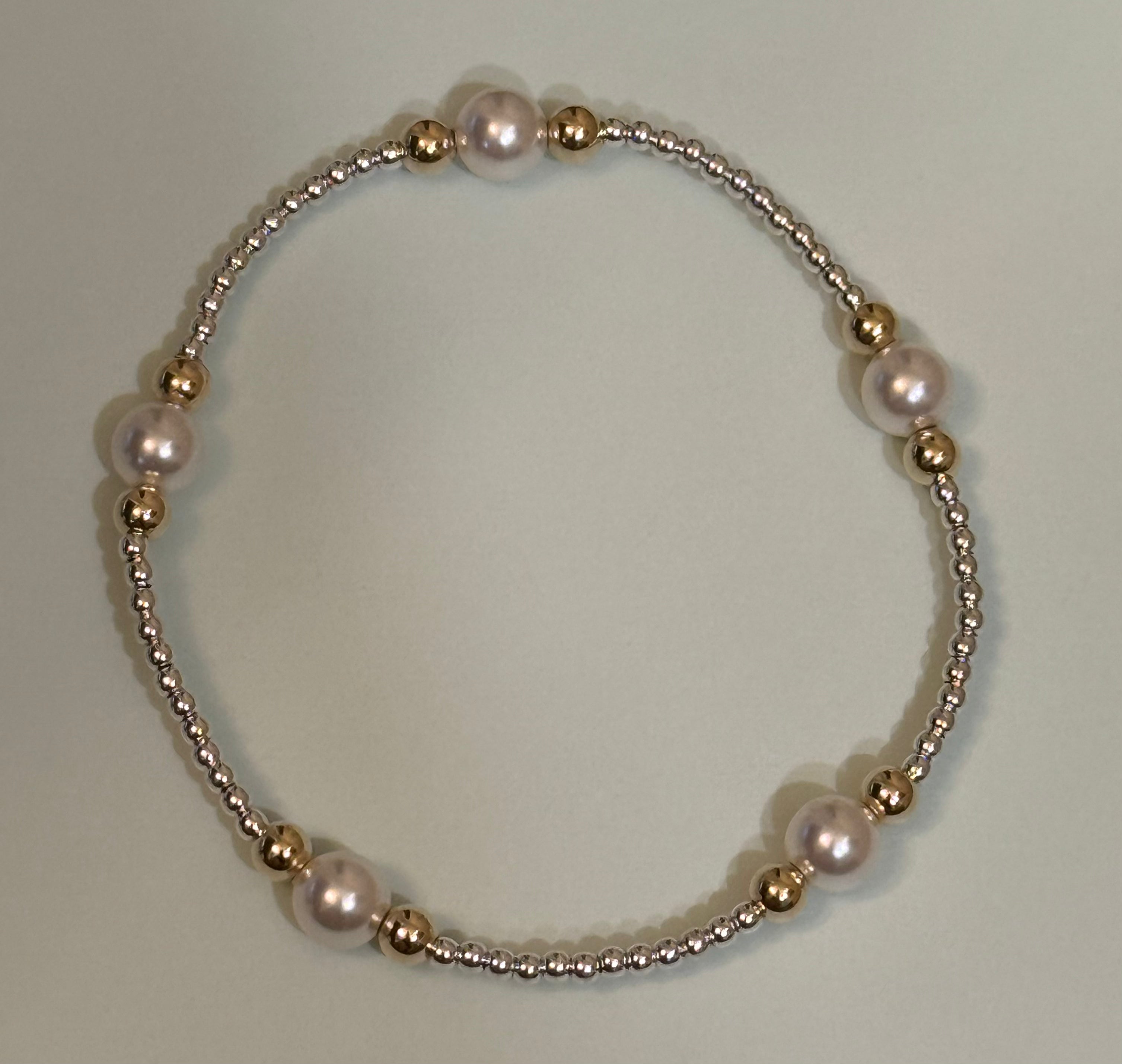 eNewton | Purpose Pearl 6mm Bead Bracelet - Mixed Metal