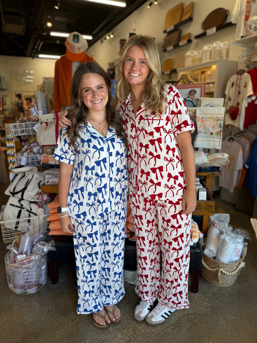 Charlotte Bows PJ Pants Set Blue & White