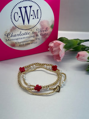 E Newton e girl Valentine's Red Set of 3 Bracelets