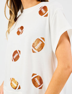 Emily Football Top Orange & White