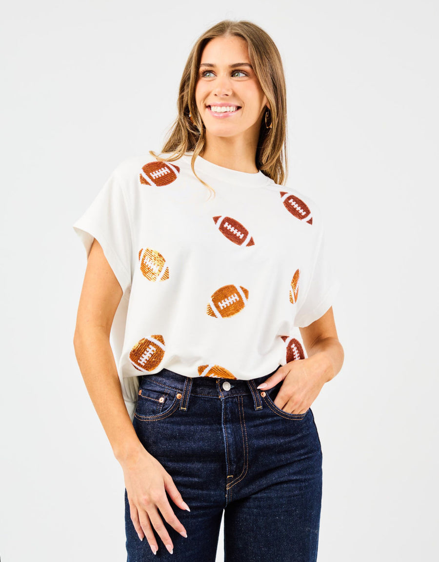 Emily Football Top Orange & White