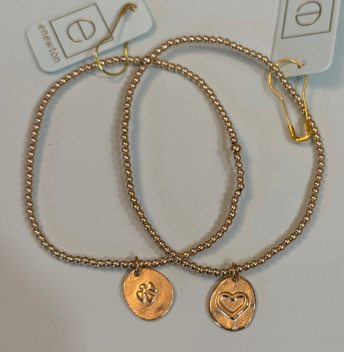 eNewton | Classic Gold 2mm Bead Bracelet - Inspire Love Small Gold Charm
