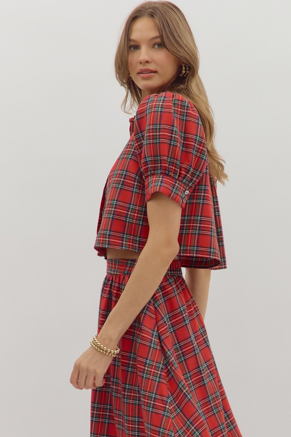 Madras Plaid Short Sleeved Top