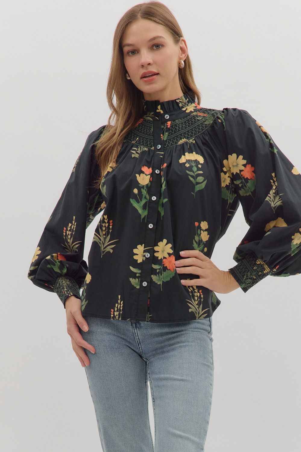 Megan Floral Smocked Top