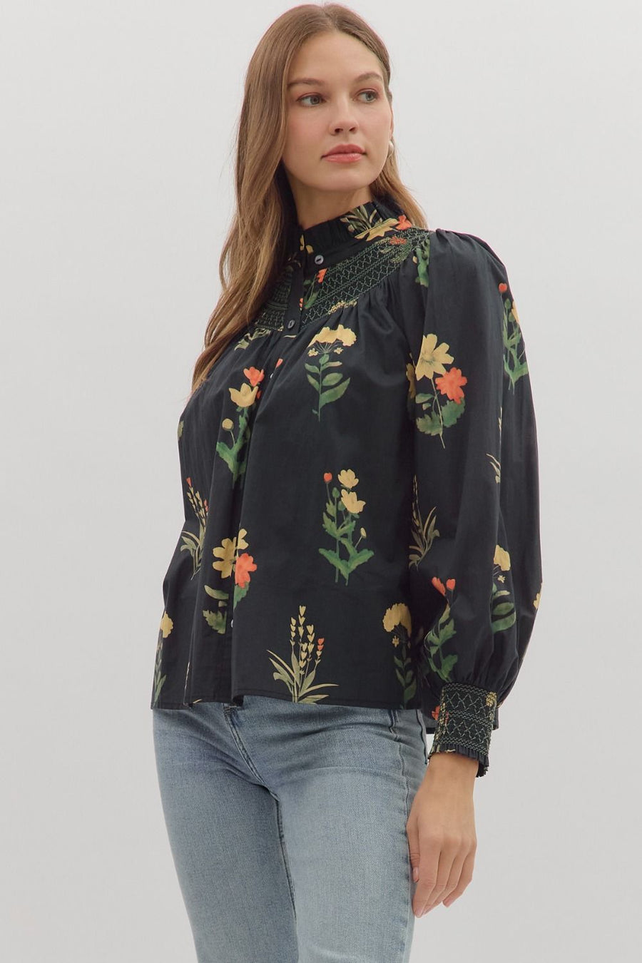 Megan Floral Smocked Top