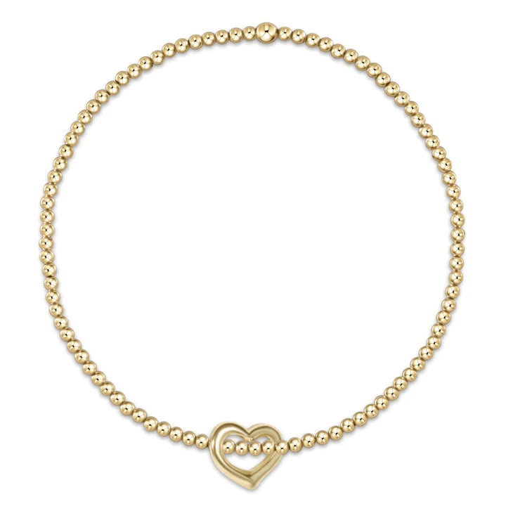 eNewton | Classic Gold 2.5mm Bead Bracelet - Love Small Gold Charm