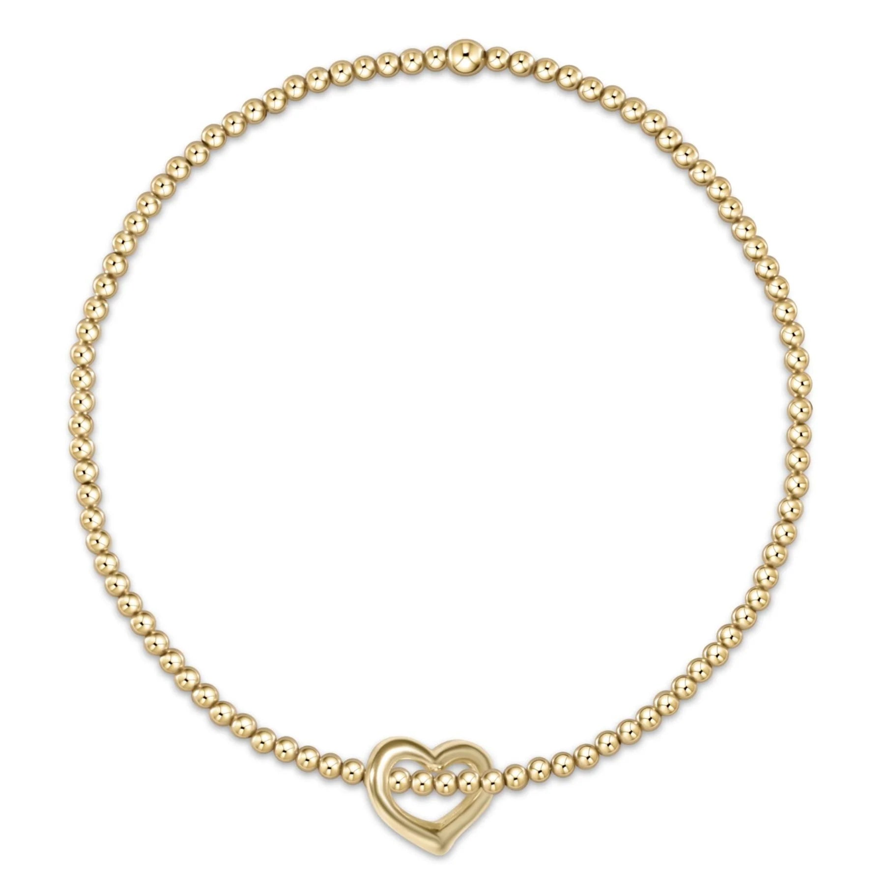 egirl| Classic Gold 2.5 mm Bead Bracelet - Love Small Gold Charm