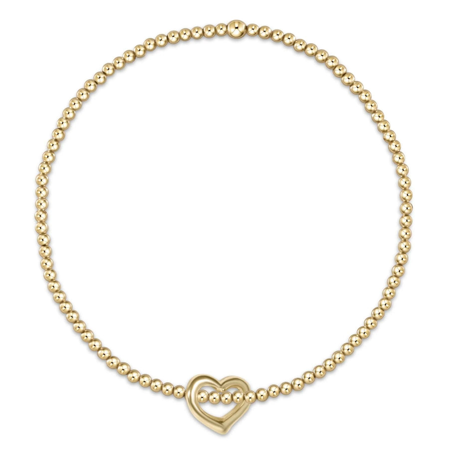eNewton | Classic Gold 2mm Bead Bracelet - Love Small Gold Charm