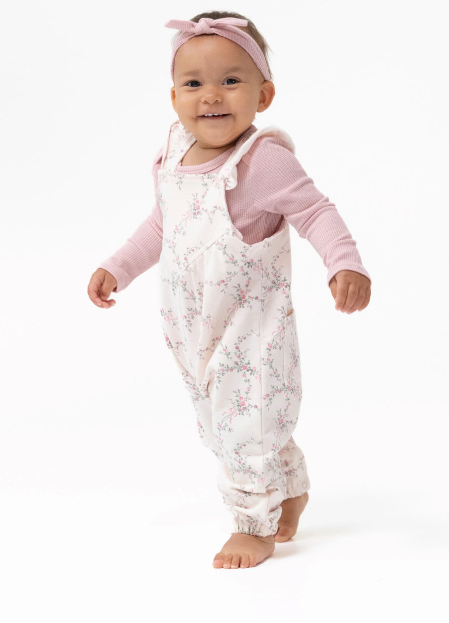 Angel Dear | French Terry Antoinette Floral Overalls