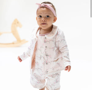 Angel Dear | French Terry Antoinette Floral Tweed Style Jacket with Bow Pockets