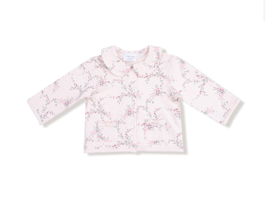 Angel Dear | French Terry Antoinette Floral Tweed Style Jacket with Bow Pockets