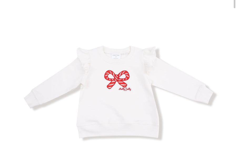 Angel Dear | Candy Canes Ruffle Shoulder Sweatshirt