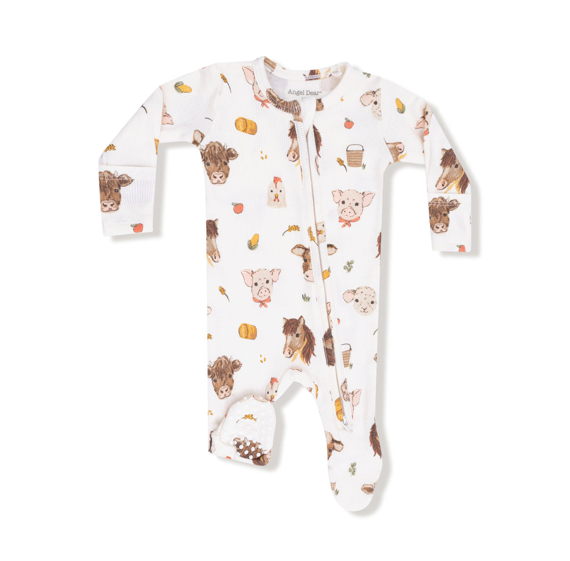 Angel Dear | Vintage Baby Farm Animal 2 Way ZIpper Footie