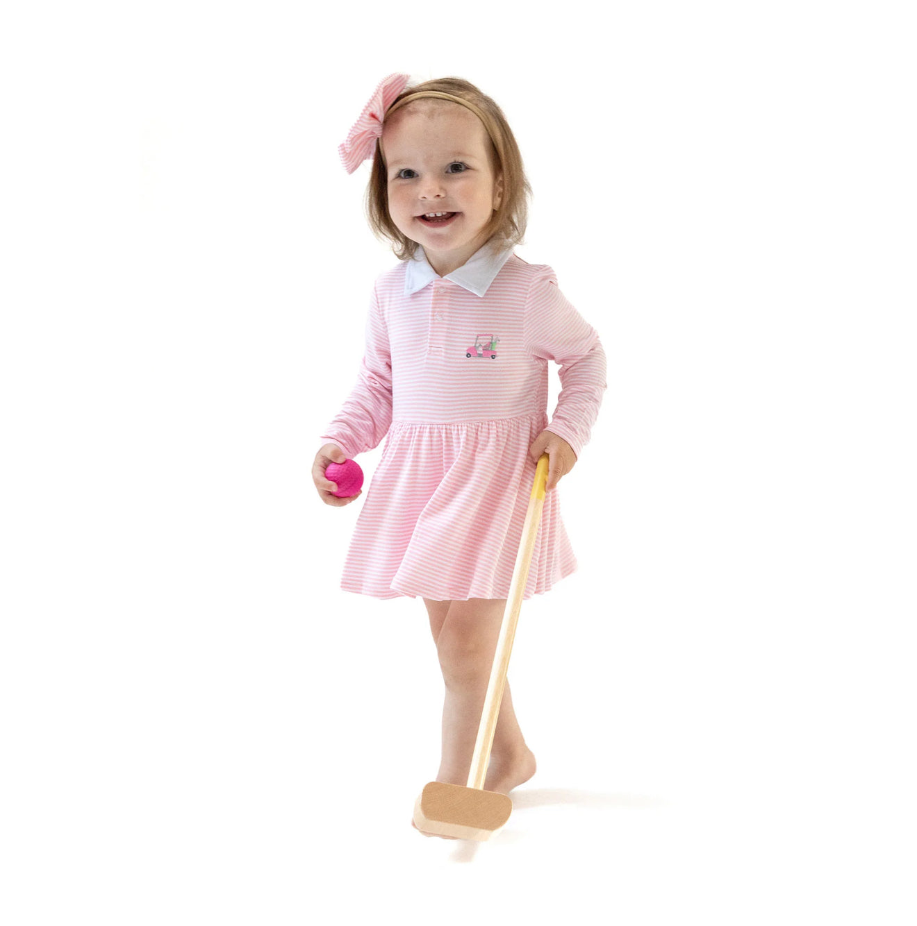 Angel Dear | Baby Golf Carts Pink Polo Dress