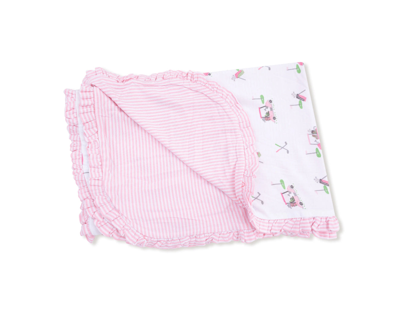 Angel Dear | Baby Golf Carts Pink Ruffle Blanket