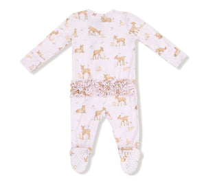 Angel Dear | Little Fawn Ruffle Back 2 Way ZIpper Footie