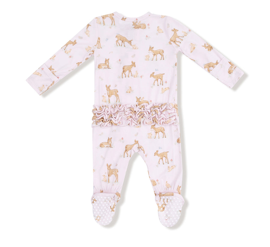 Angel Dear | Little Fawn Ruffle Back 2 Way ZIpper Footie