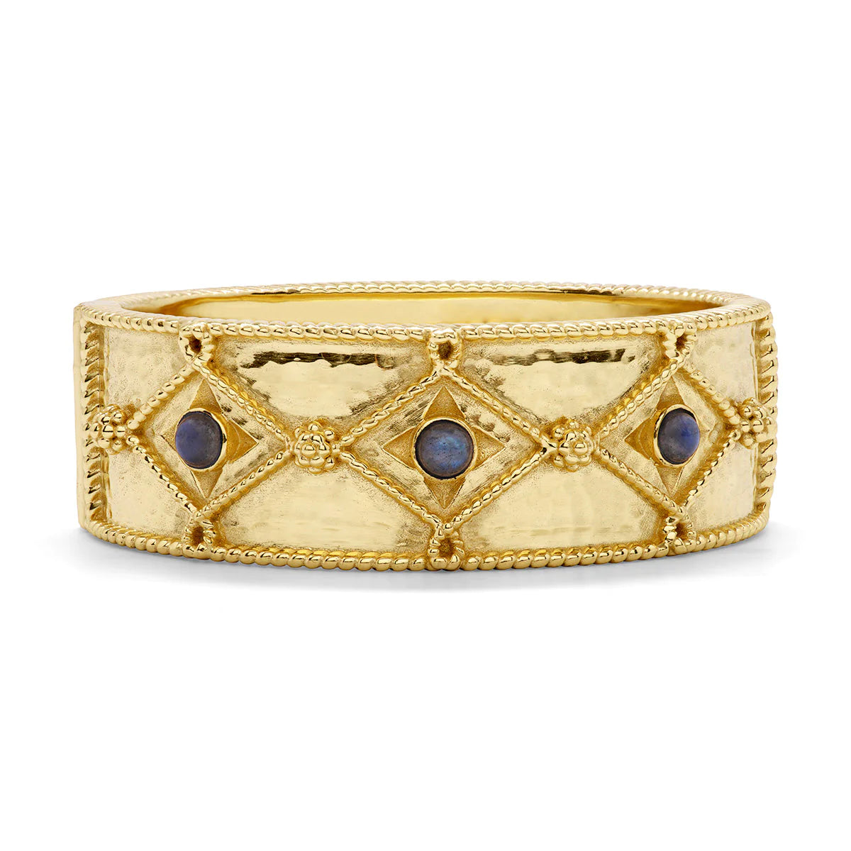 Capucine De Wulf | Victoria Hinged Bangle in Hammered Gold/Blue Labradorite