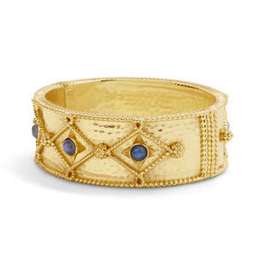 Capucine De Wulf | Victoria Hinged Bangle in Hammered Gold/Blue Labradorite