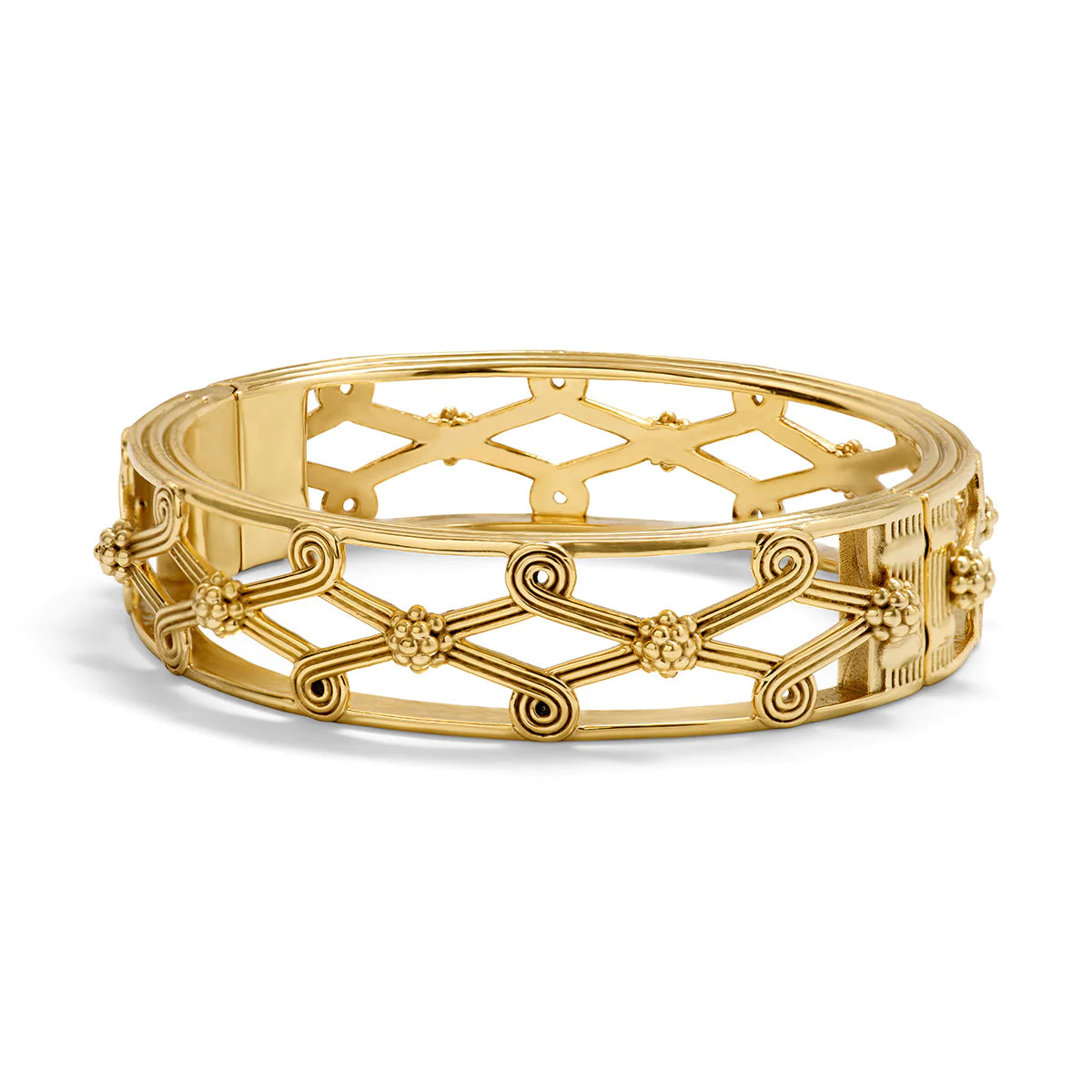 Monique Lattice Hinged Bangle in Gold