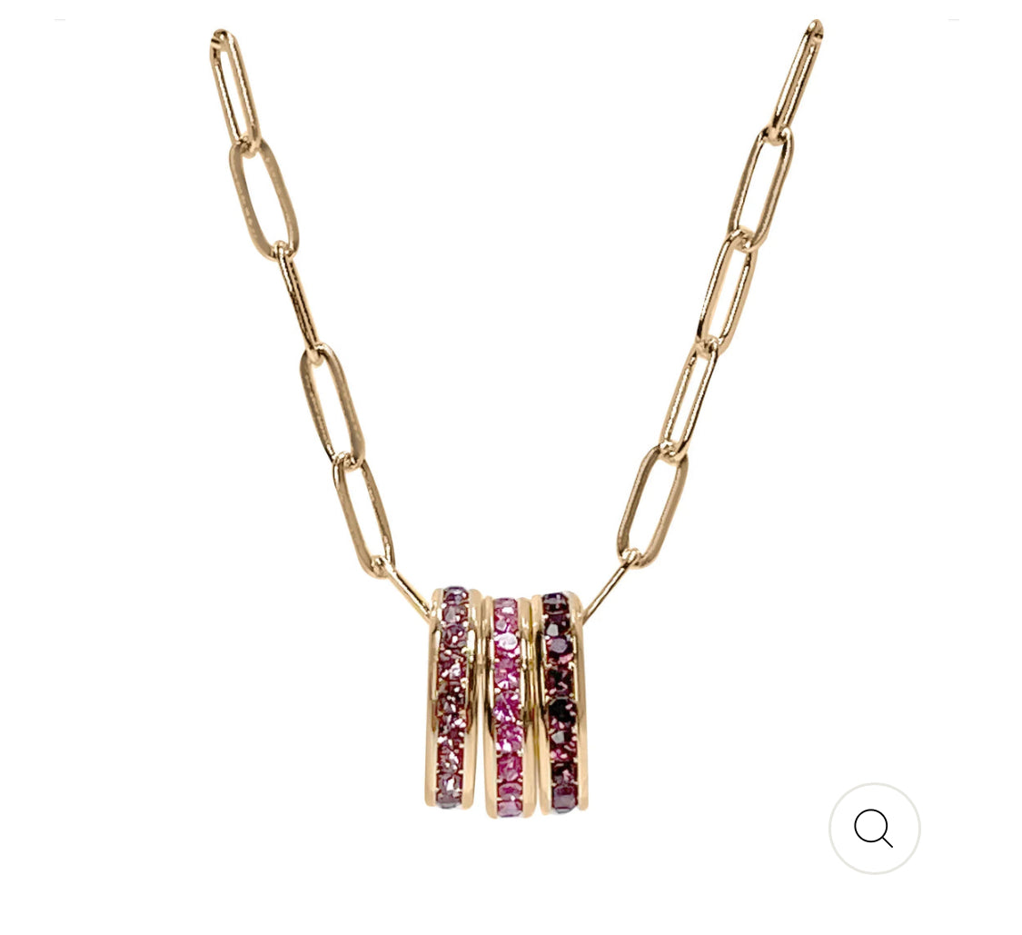 Maya J | Birthstone Charm Necklaces - Thin Paper Clip Chain Gold