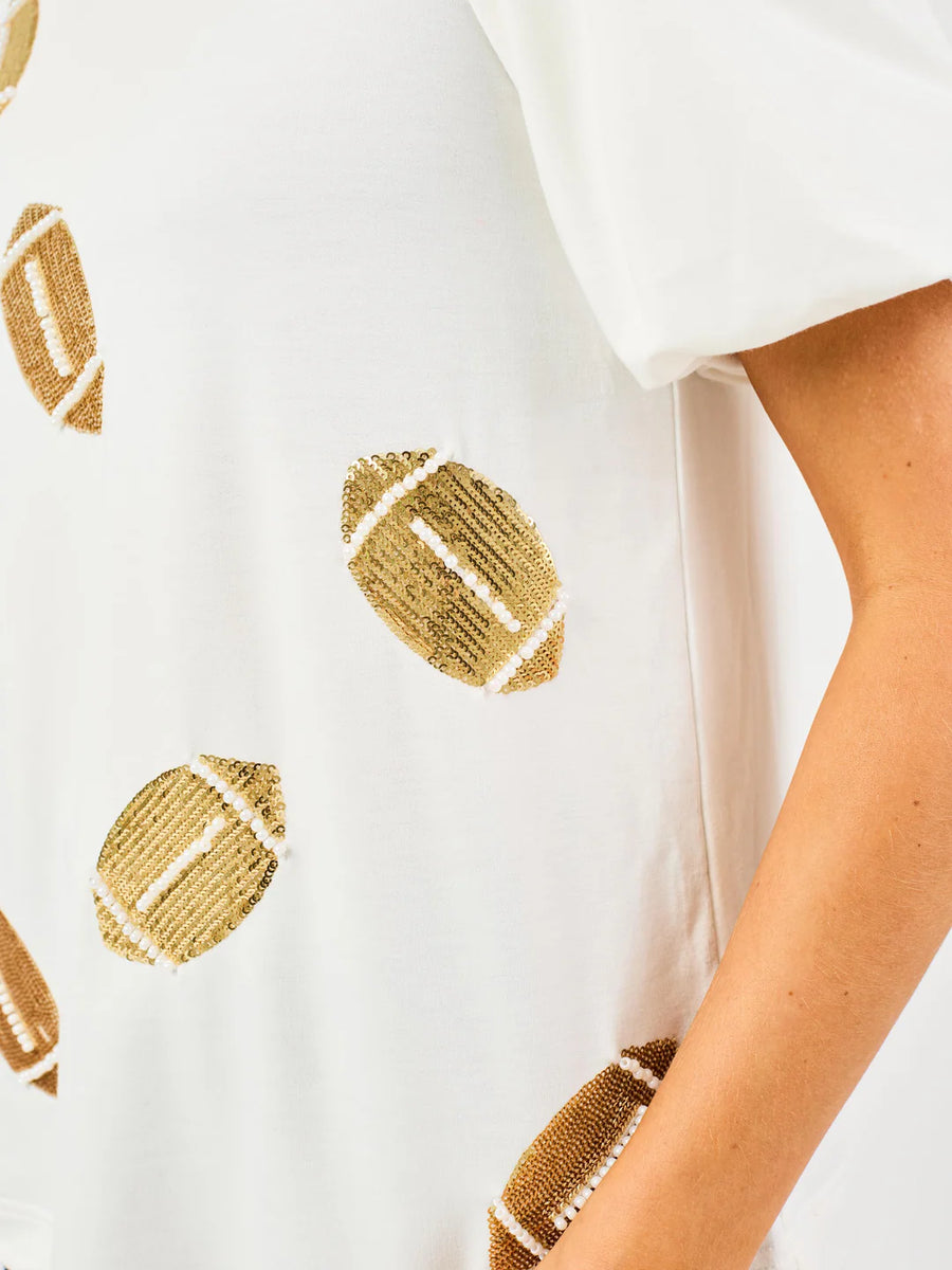 Tina Sequin Football Top - Gold