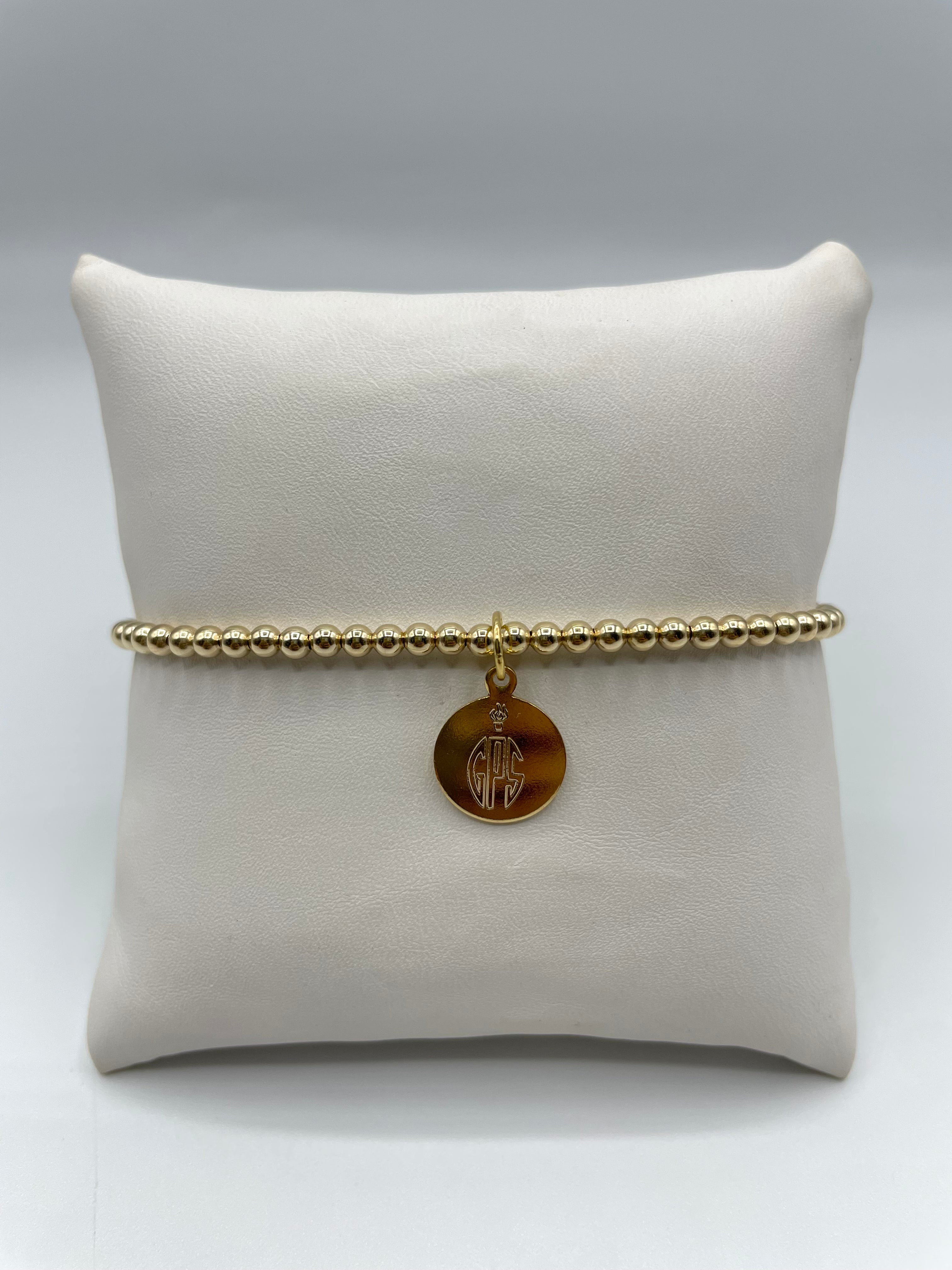 eNewton | Classic Gold 3mm Bead Bracelet - 8mm Disc GPS