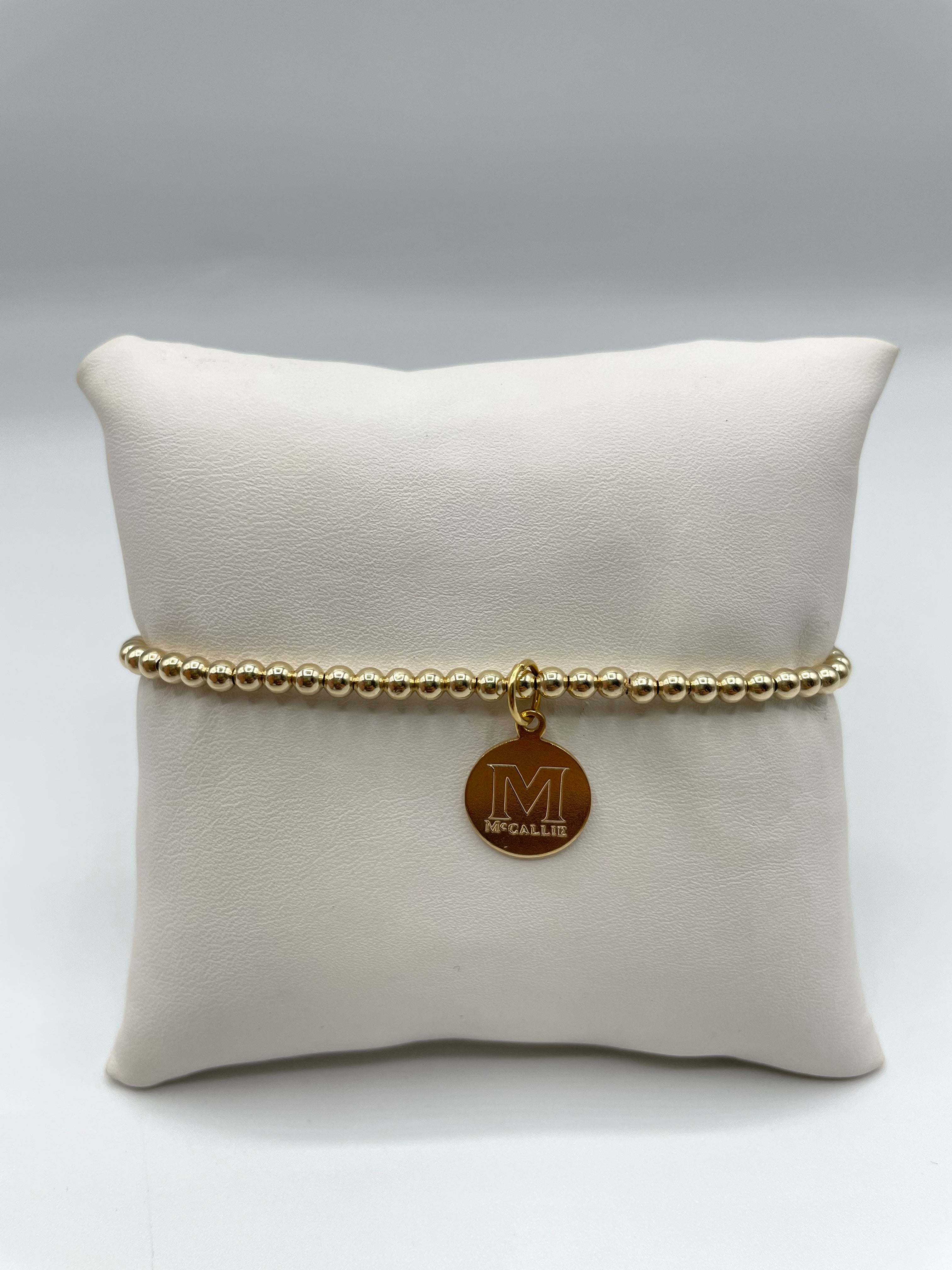 eNewton | Classic Gold 3mm Bead Bracelet - 8mm Disc McCallie