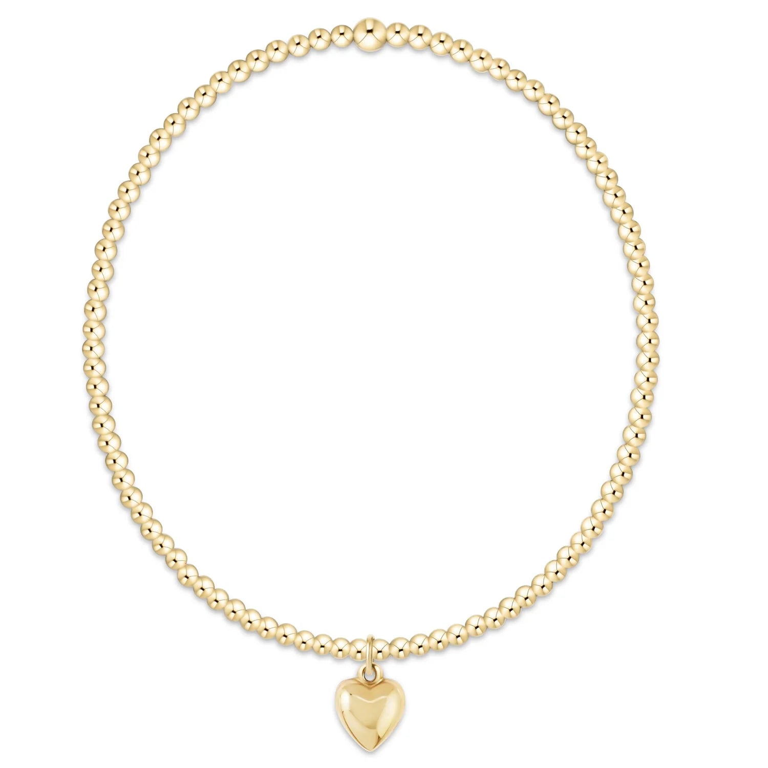 E Girl Classic Gold 2mm Bracelet with Love Plush Small Gold Charm