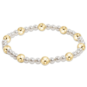 eNewton | Pearl Sincerity Pattern 4mm Bead Bracelet - 6mm Gold