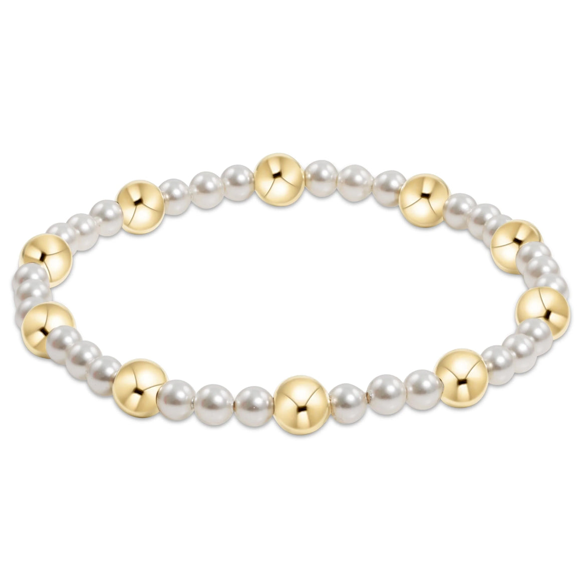 eNewton | Pearl Sincerity Pattern 4mm Bead Bracelet - 6mm Gold