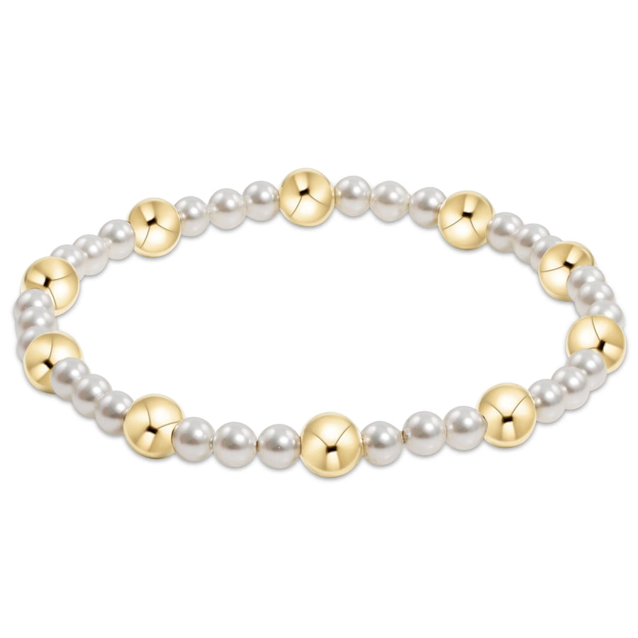 eNewton | Pearl Sincerity Pattern 4mm Bead Bracelet - 6mm Gold