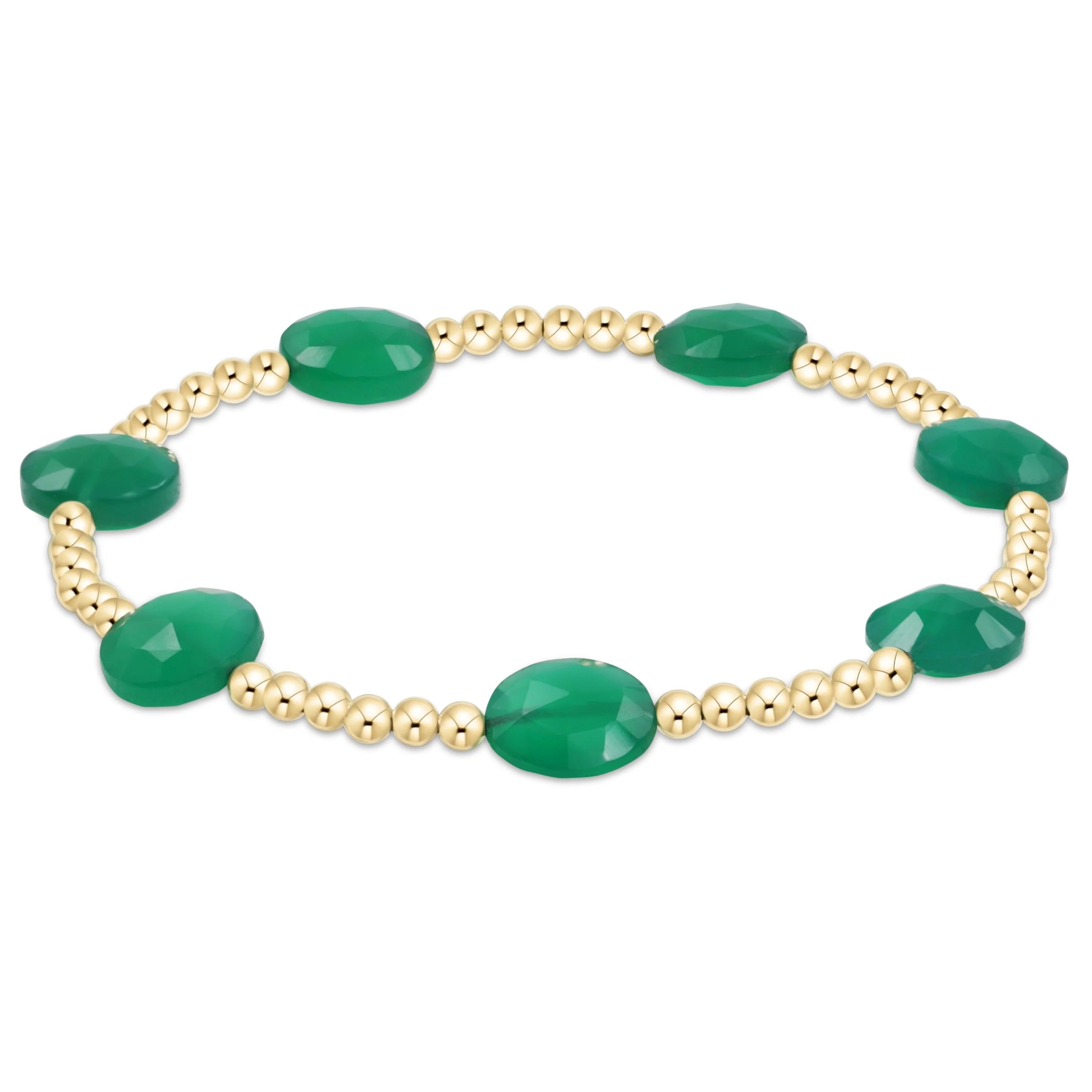 eNewton | Admire Gold 3mm Bead Bracelet - Green Onyx