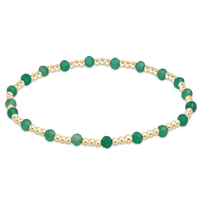 eNewton |  Gemstone Gold Sincerity Pattern 3mm Bead Bracelet - Green Onyx