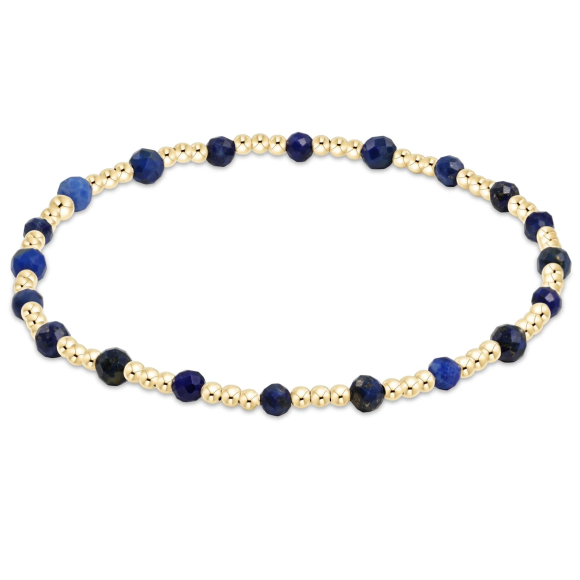 eNewton |  Gemstone Gold Sincerity Pattern 3mm Bead Bracelet - Lapis